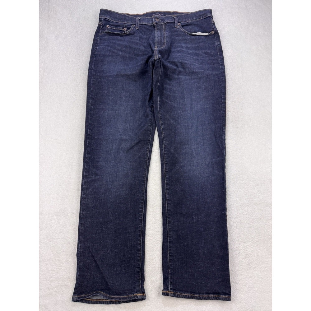 Lucky Brand Jeans Men 36x32 Blue 221 Original Straight Whisker Distress Denim